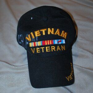 Black Vietnam Veteran Hat with Pins